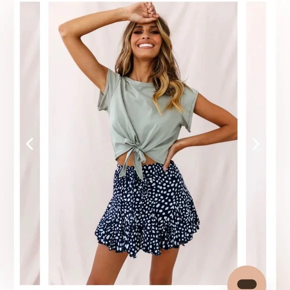 Selfie Leslie ROBYN FLOUNCE FLORAL MINI SKIRT NAVY